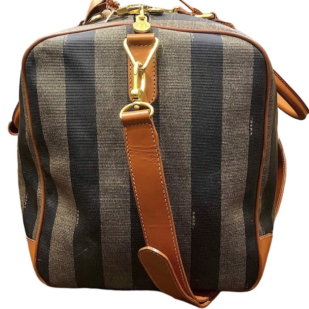WFENDI Pequin Pecan Stripe Bandolier Boston Travel Bag 50cm FENDI Shoulder Strap - Picture 6 of 17